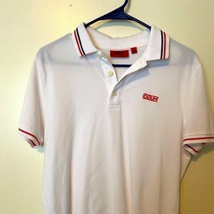 Hugo boss polo white with red stripes like new